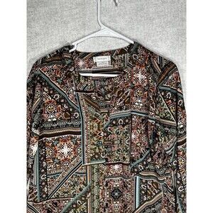 Van Heusen Tunic Top Multicolor roll tab sleeve polyester Women’s Size Small
